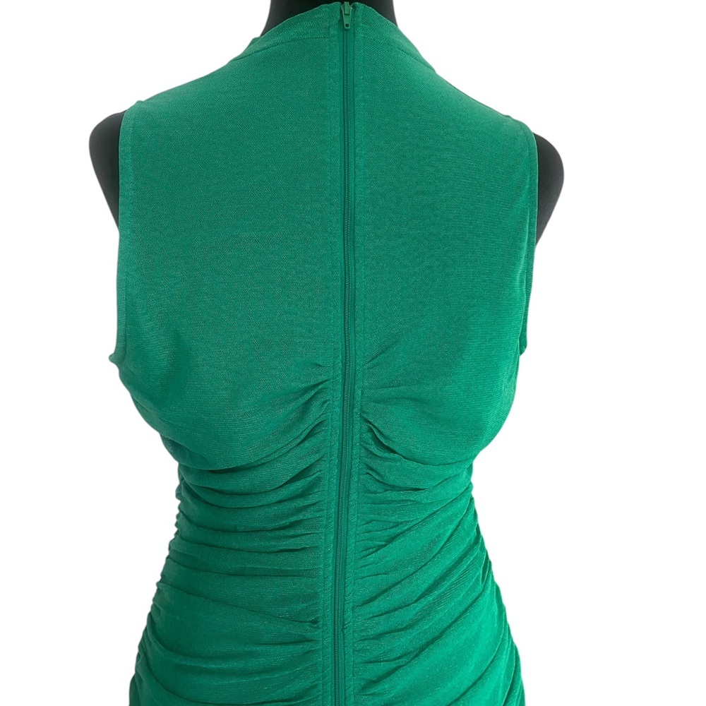 Lulus Privy Green Mesh Ruched Mock Neck Mini Sleeveless Bodycon Dress, Large - Picture 7 of 12